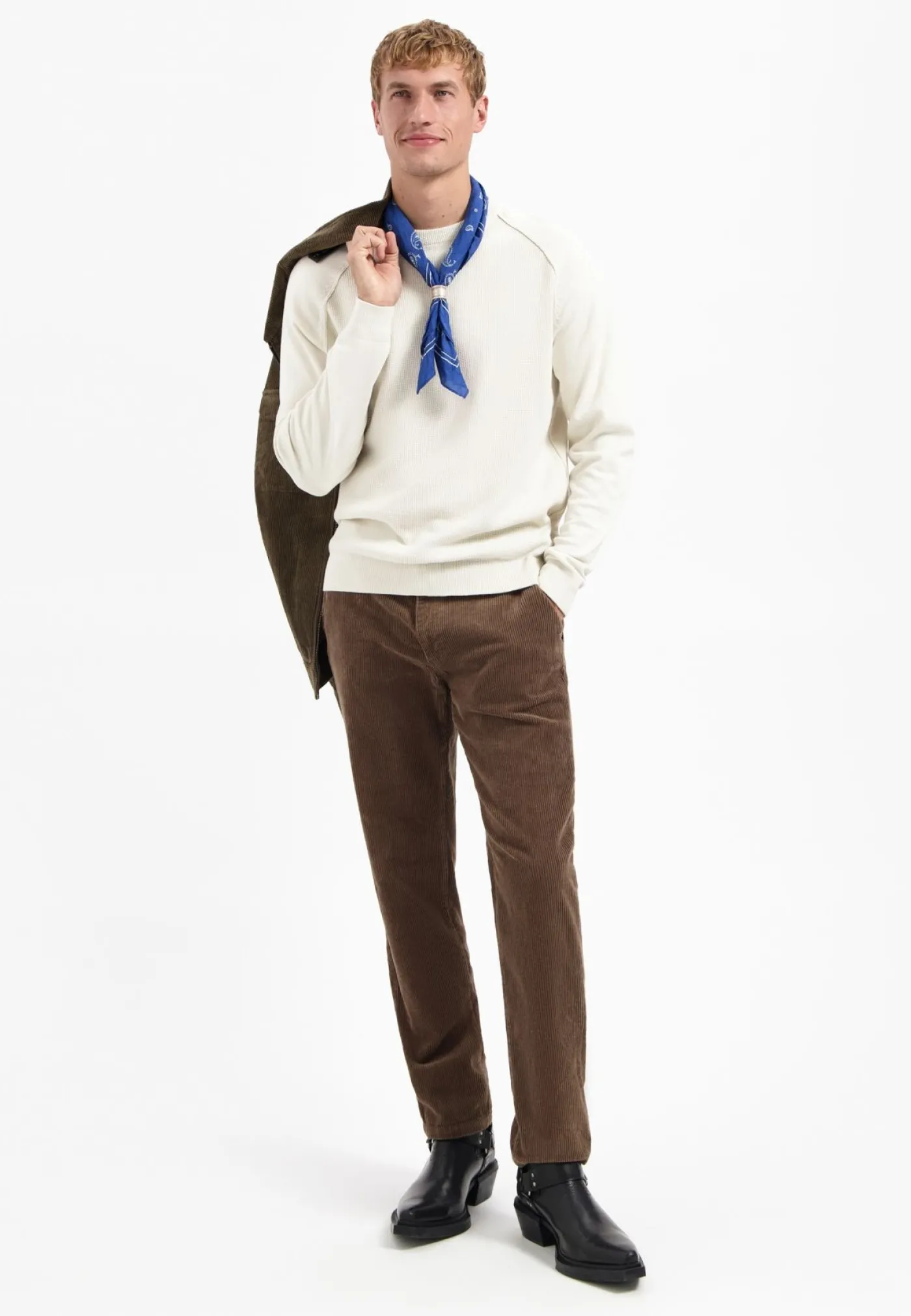 Pullover Crewneck Solid Waffle Knit