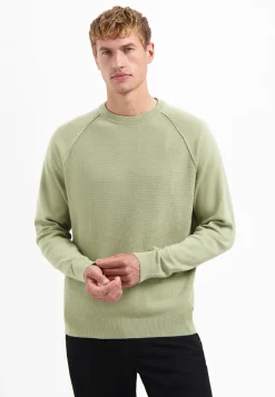 Pullover Crewneck Solid Waffle Knit