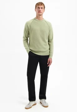 Pullover Crewneck Solid Waffle Knit