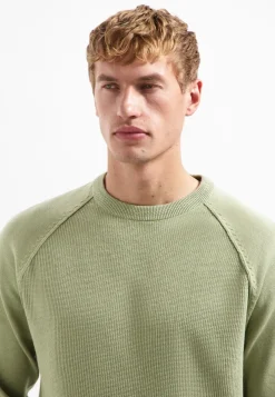 Pullover Crewneck Solid Waffle Knit