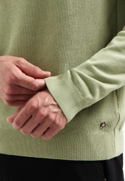 Pullover Crewneck Solid Waffle Knit