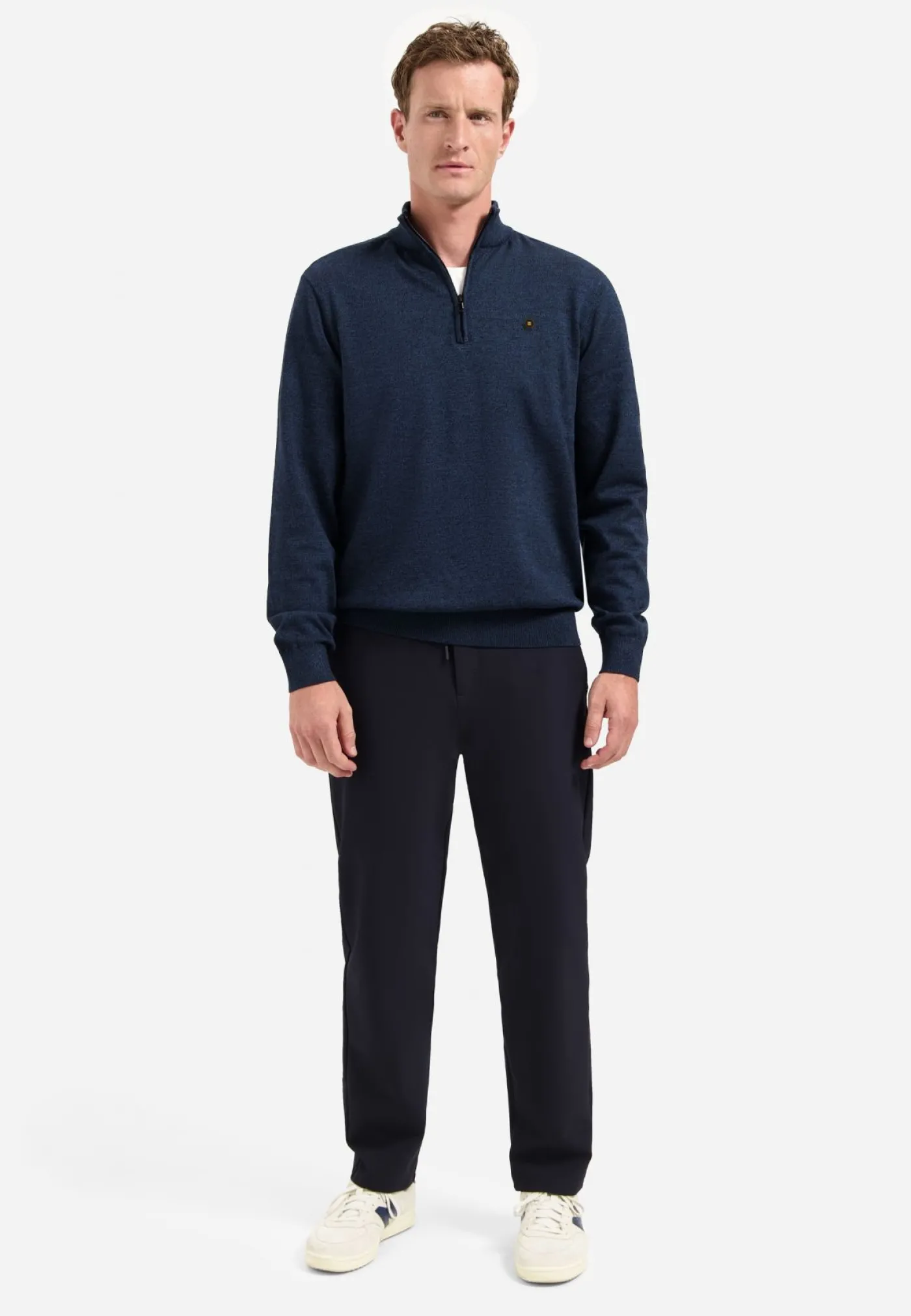 Pullover Half Zip 2 Coloured Melange