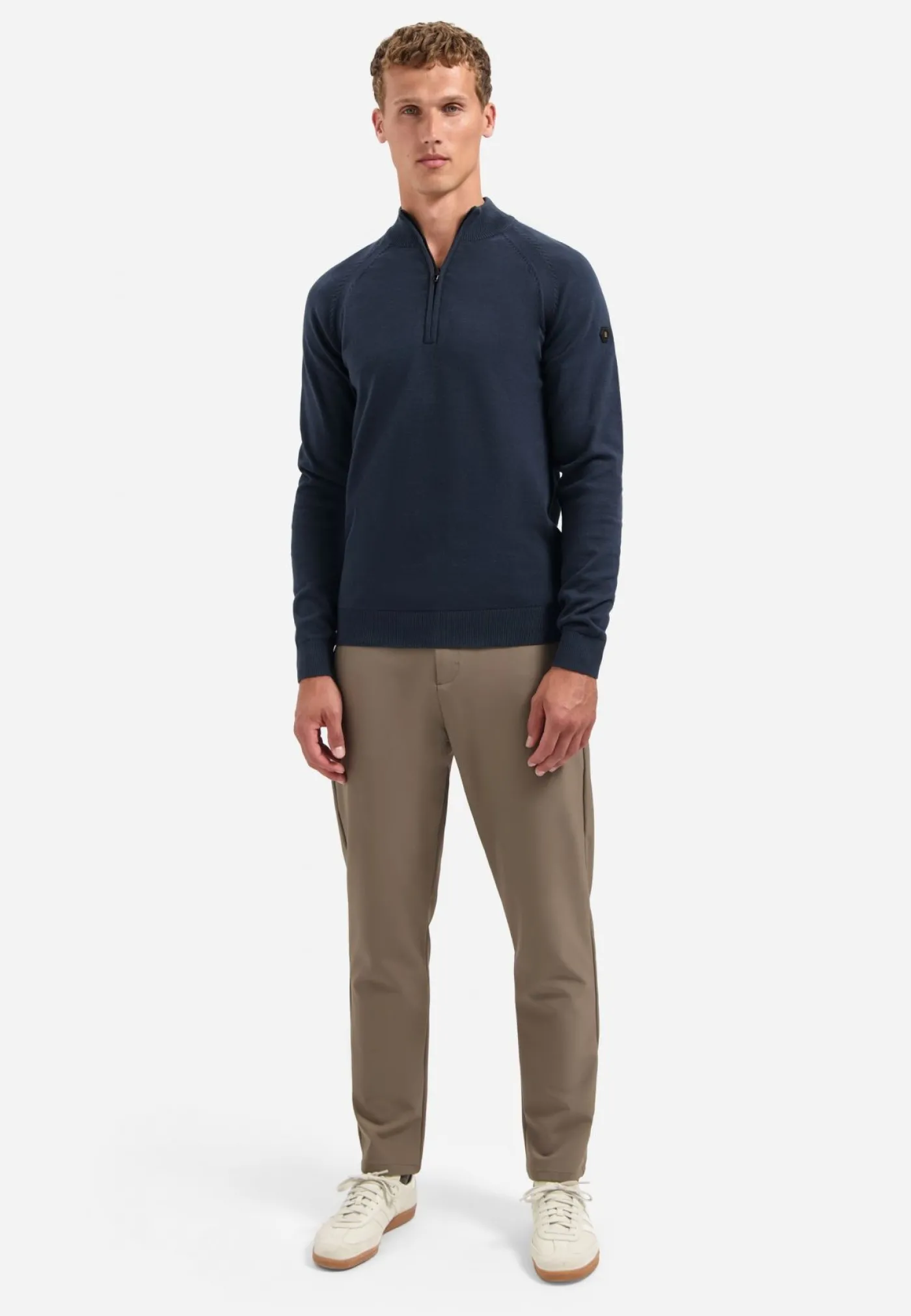 Pullover Half Zip High Collar Solid