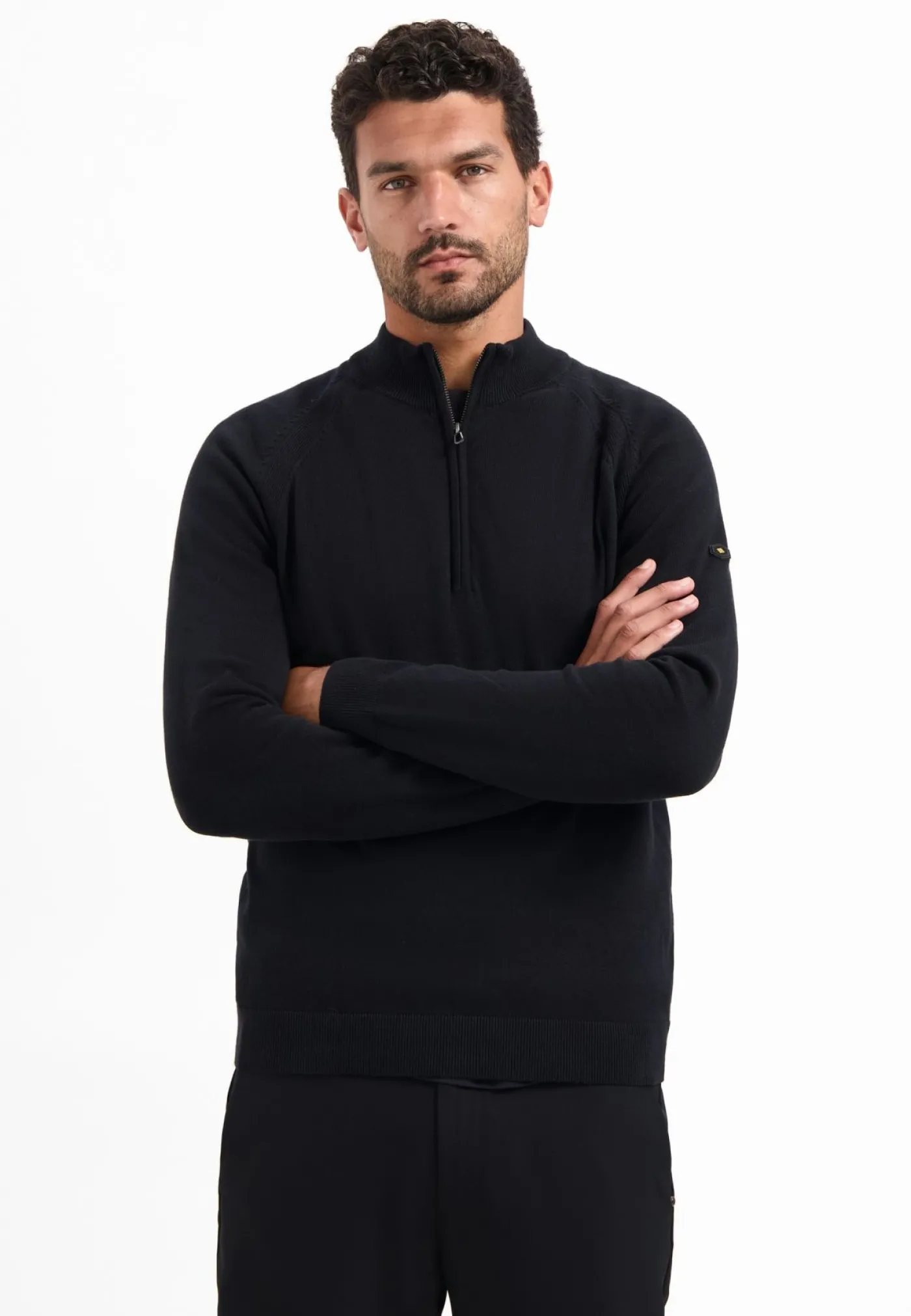 Pullover Half Zip High Collar Solid