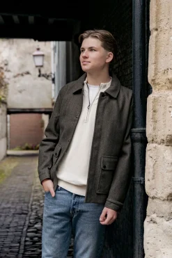 Pullover Half Zip High Collar Solid