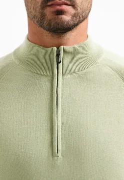 Pullover Half Zip High Collar Solid