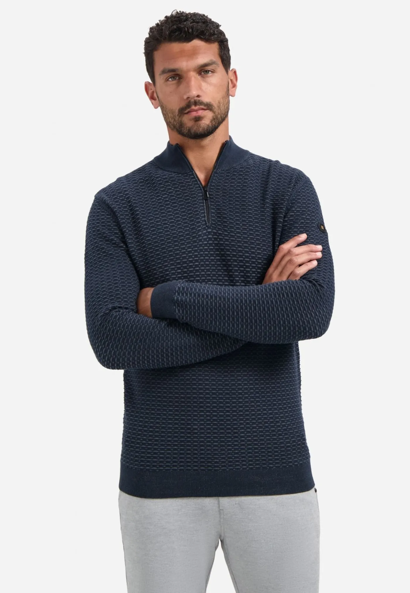 Pullover Half Zip Jacquard Plated