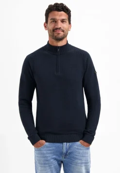 Pullover Half Zip Plated Structure Knit