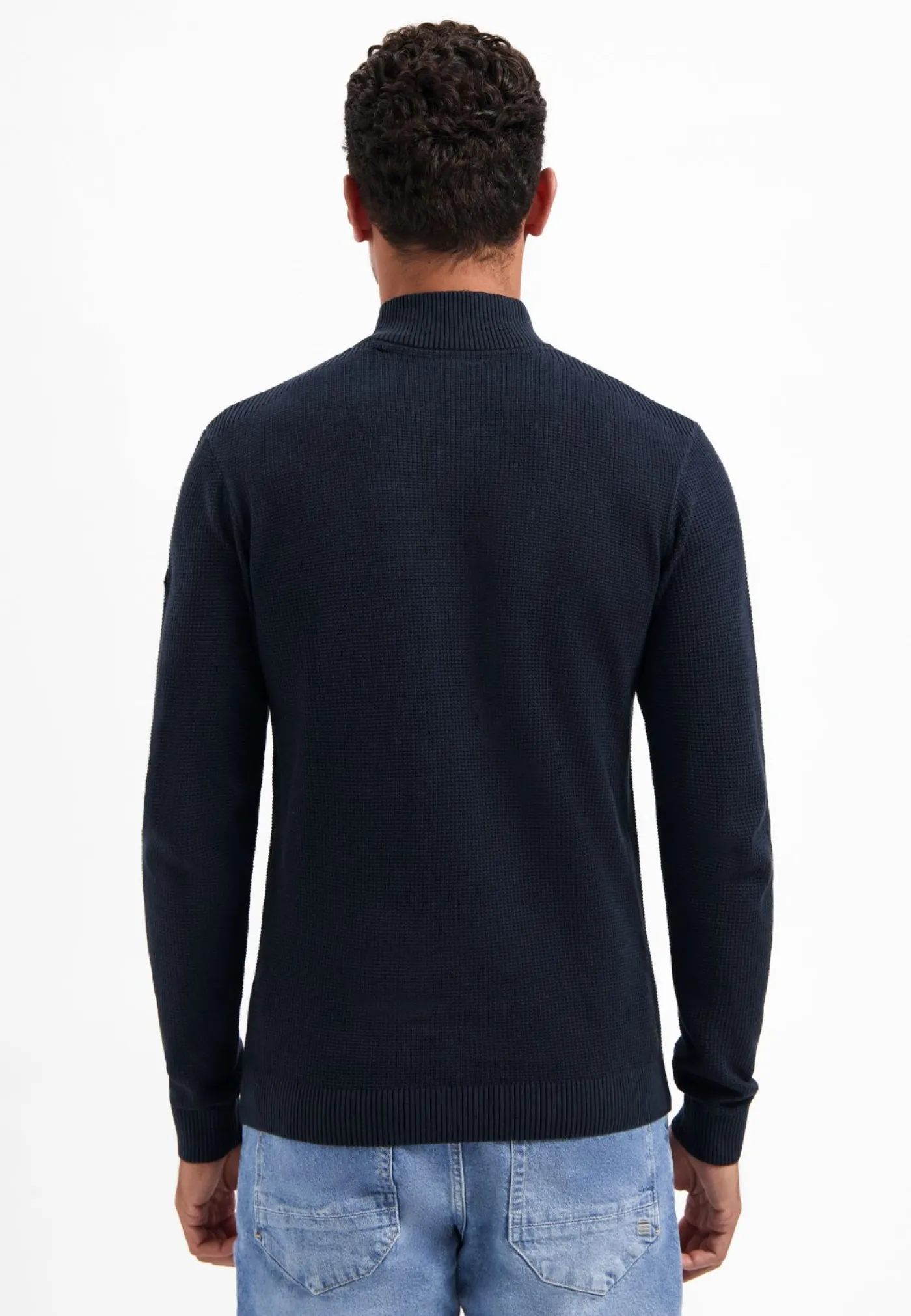 Pullover Half Zip Plated Structure Knit
