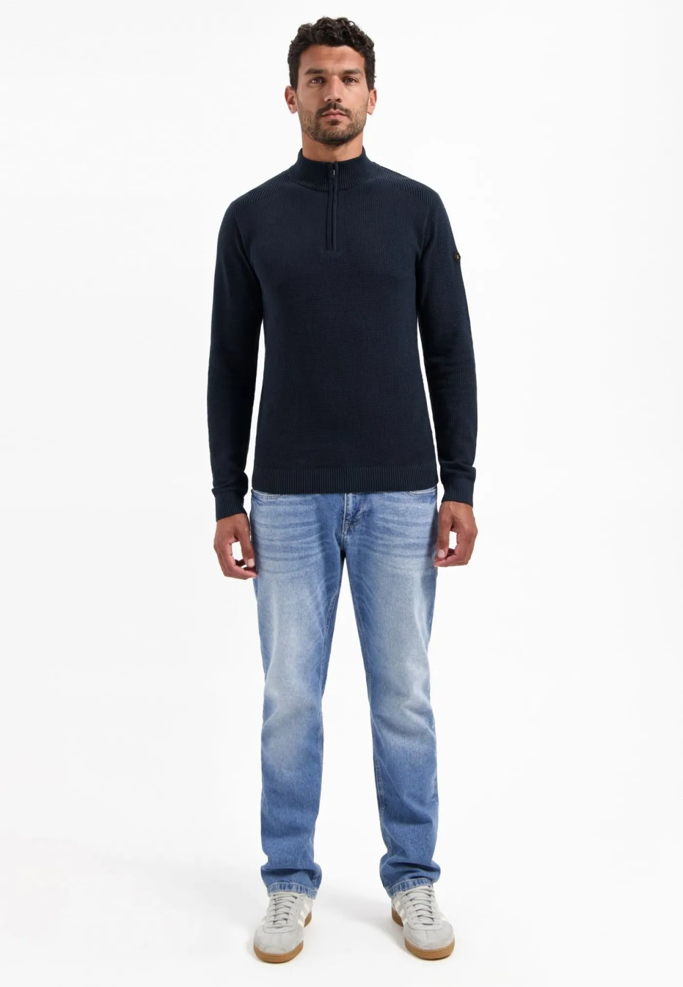 Pullover Half Zip Plated Structure Knit