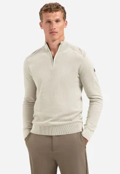 Pullover Half Zip Plated Structure Knit