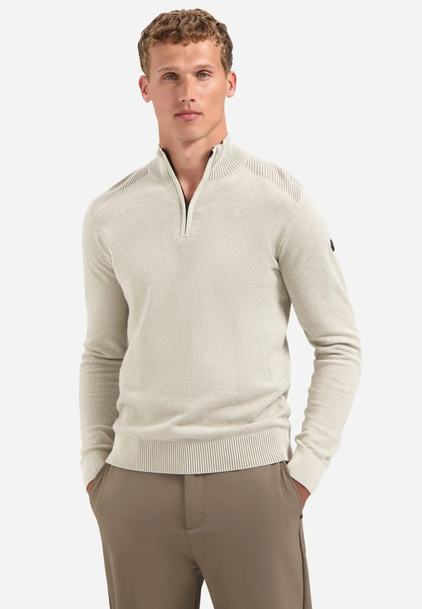 Pullover Half Zip Plated Structure Knit