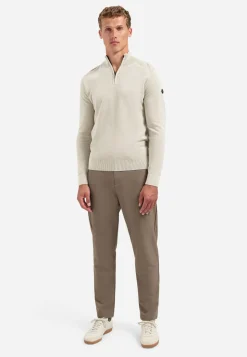 Pullover Half Zip Plated Structure Knit