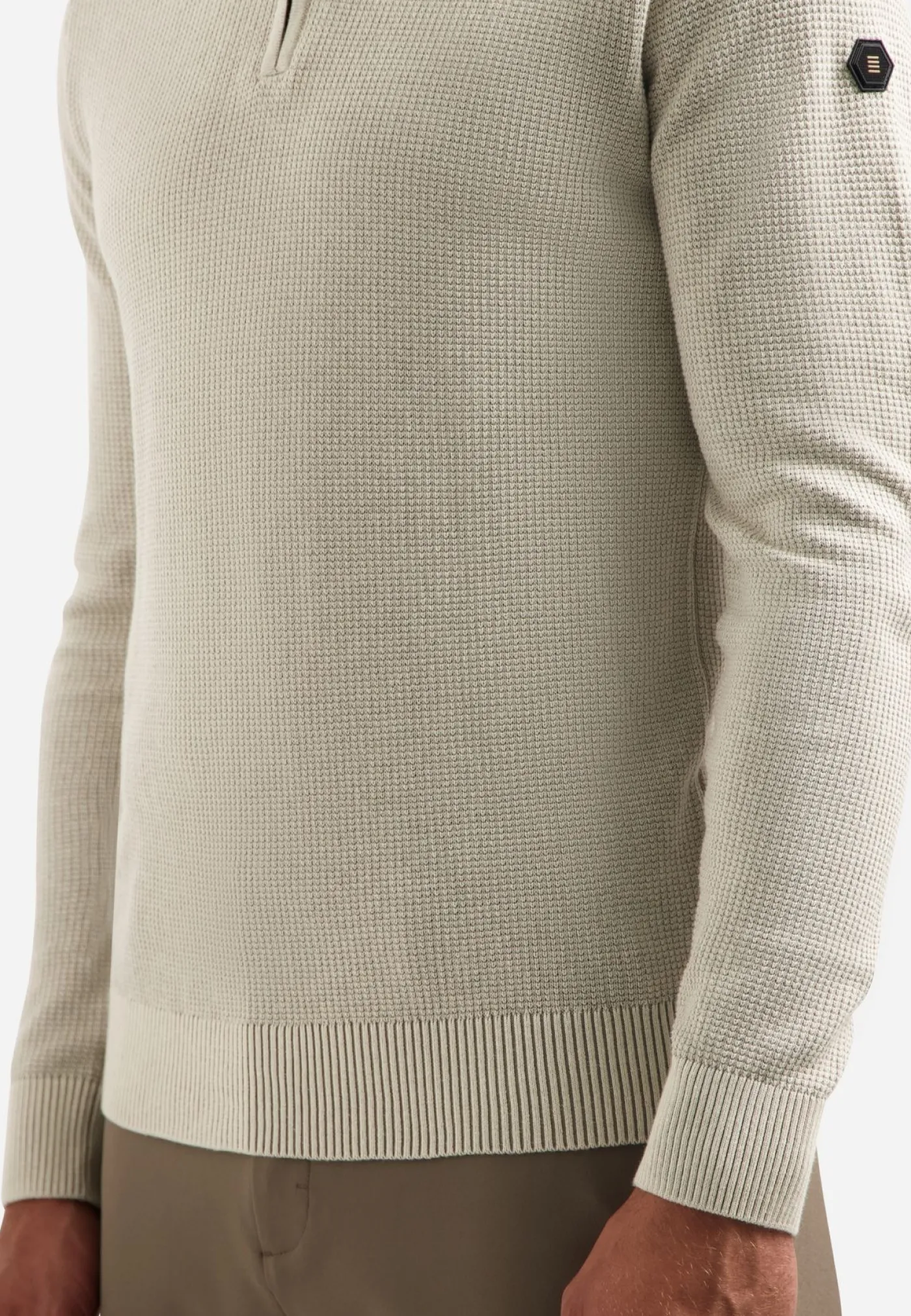 Pullover Half Zip Plated Structure Knit