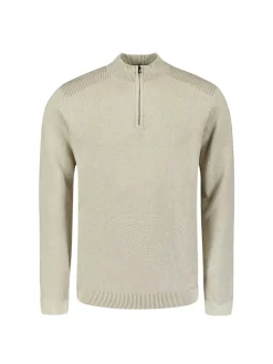 Pullover Half Zip Plated Structure Knit