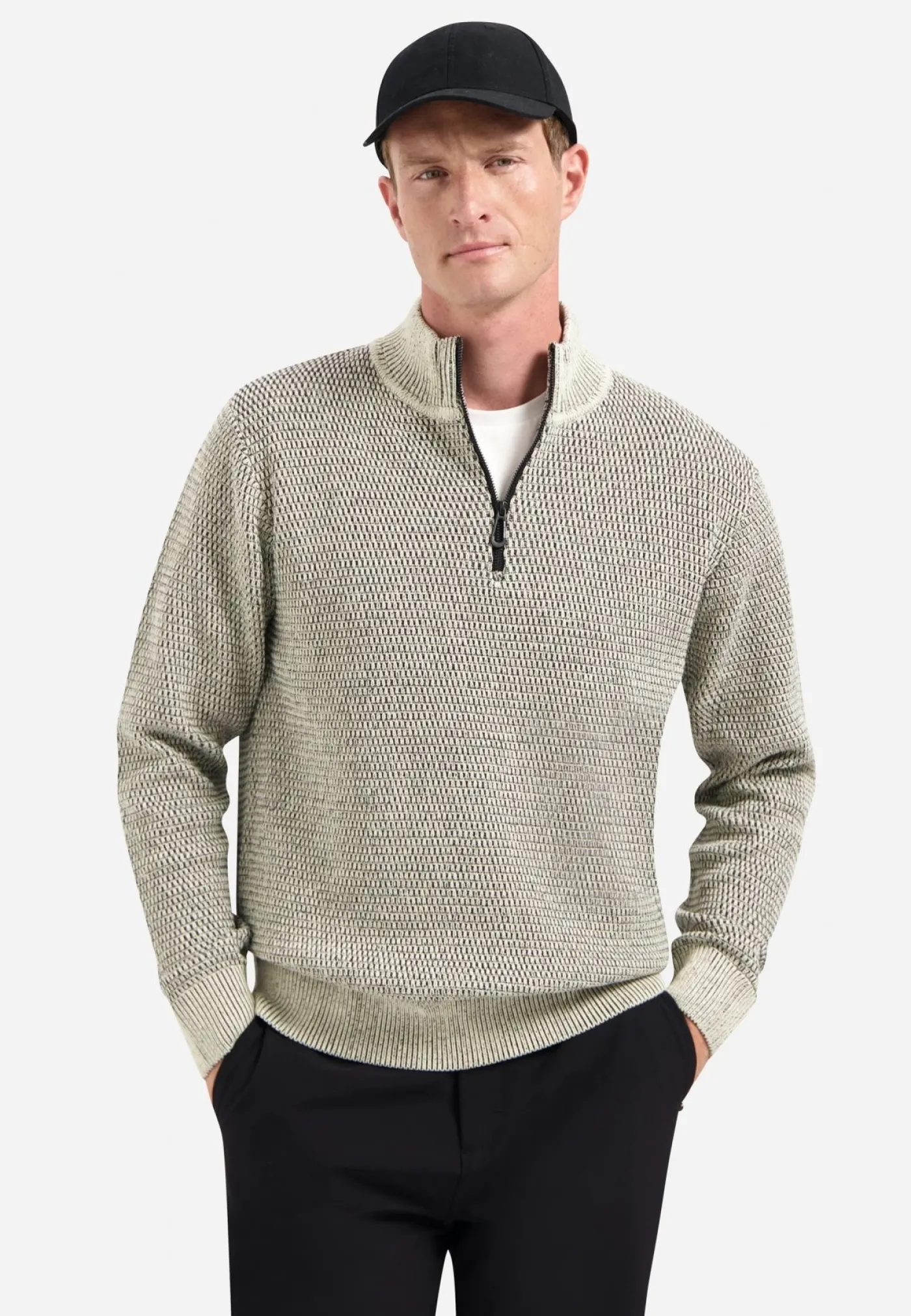 Pullover Half Zipper 2 Coloured Melange