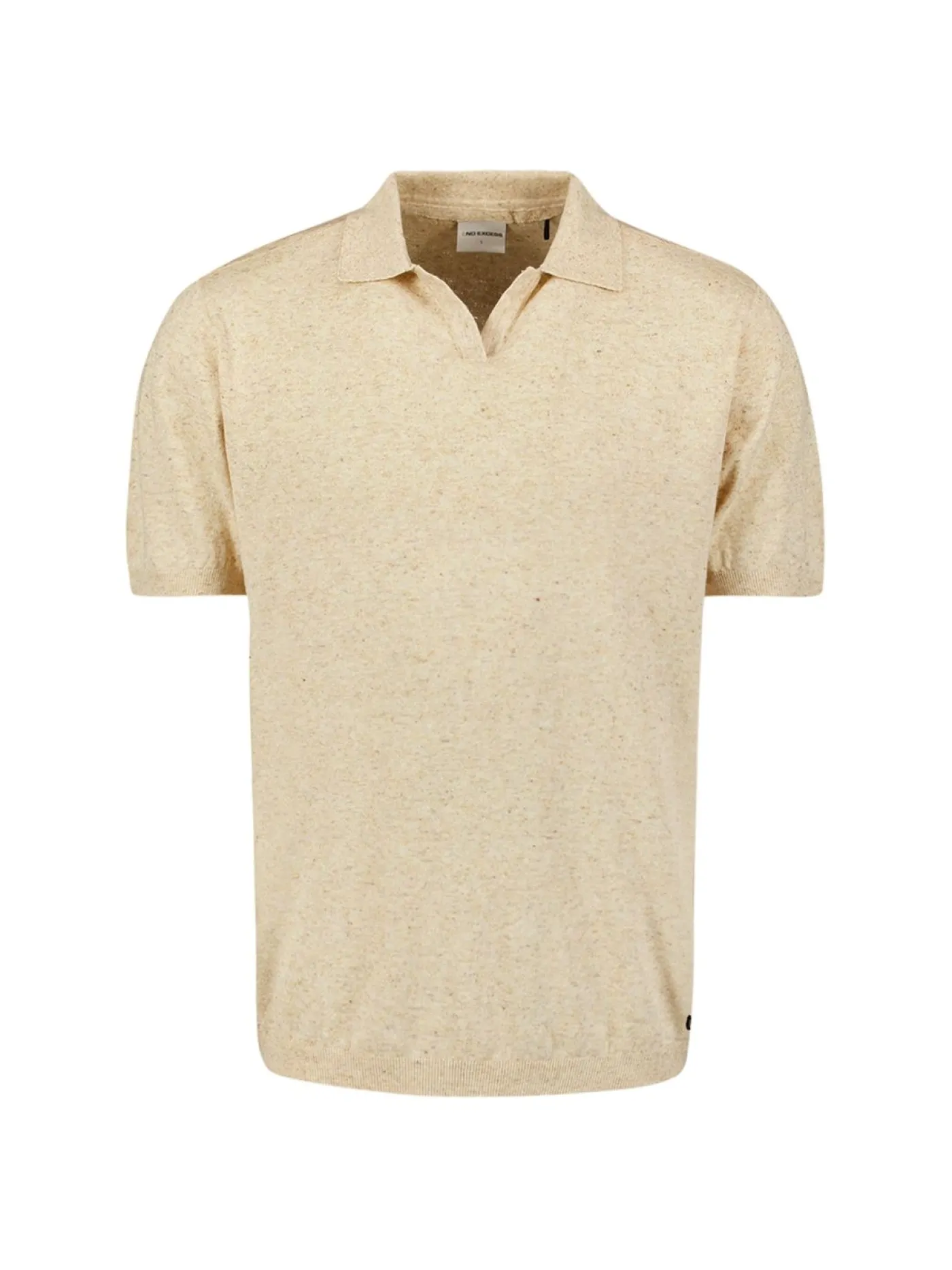 Pullover Short Sleeve Polo V Melange With Linen