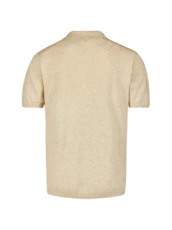 Pullover Short Sleeve Polo V Melange With Linen