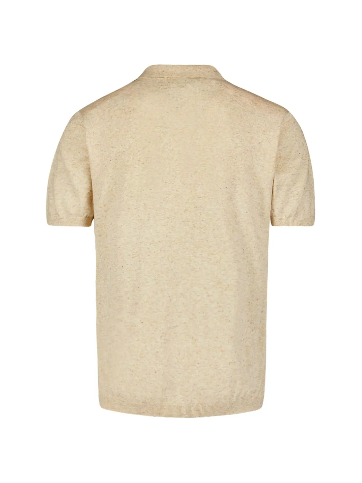 Pullover Short Sleeve Polo V Melange With Linen