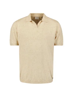 Pullover Short Sleeve Polo V Melange With Linen