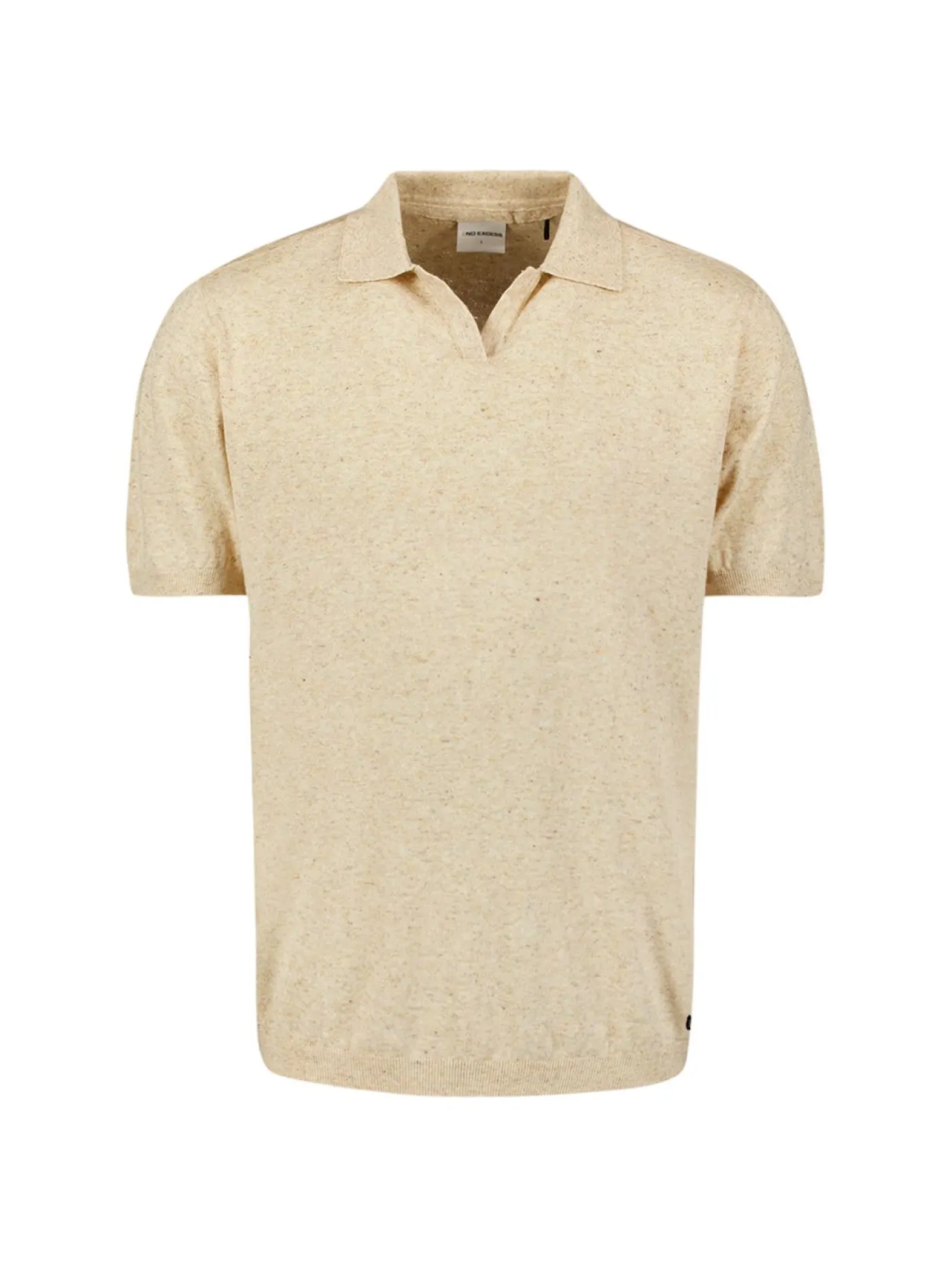 Pullover Short Sleeve Polo V Melange With Linen