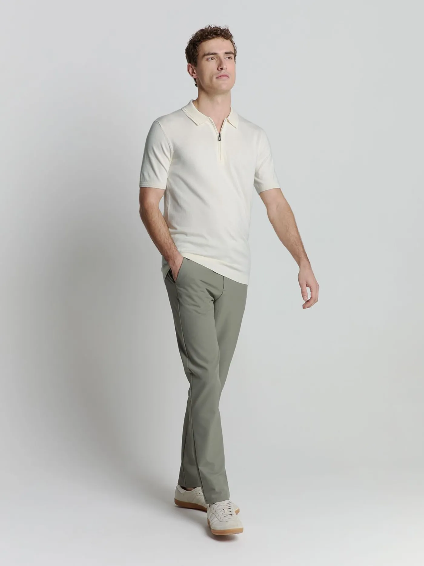 Pullover Short Sleeve Polo Zip Solid