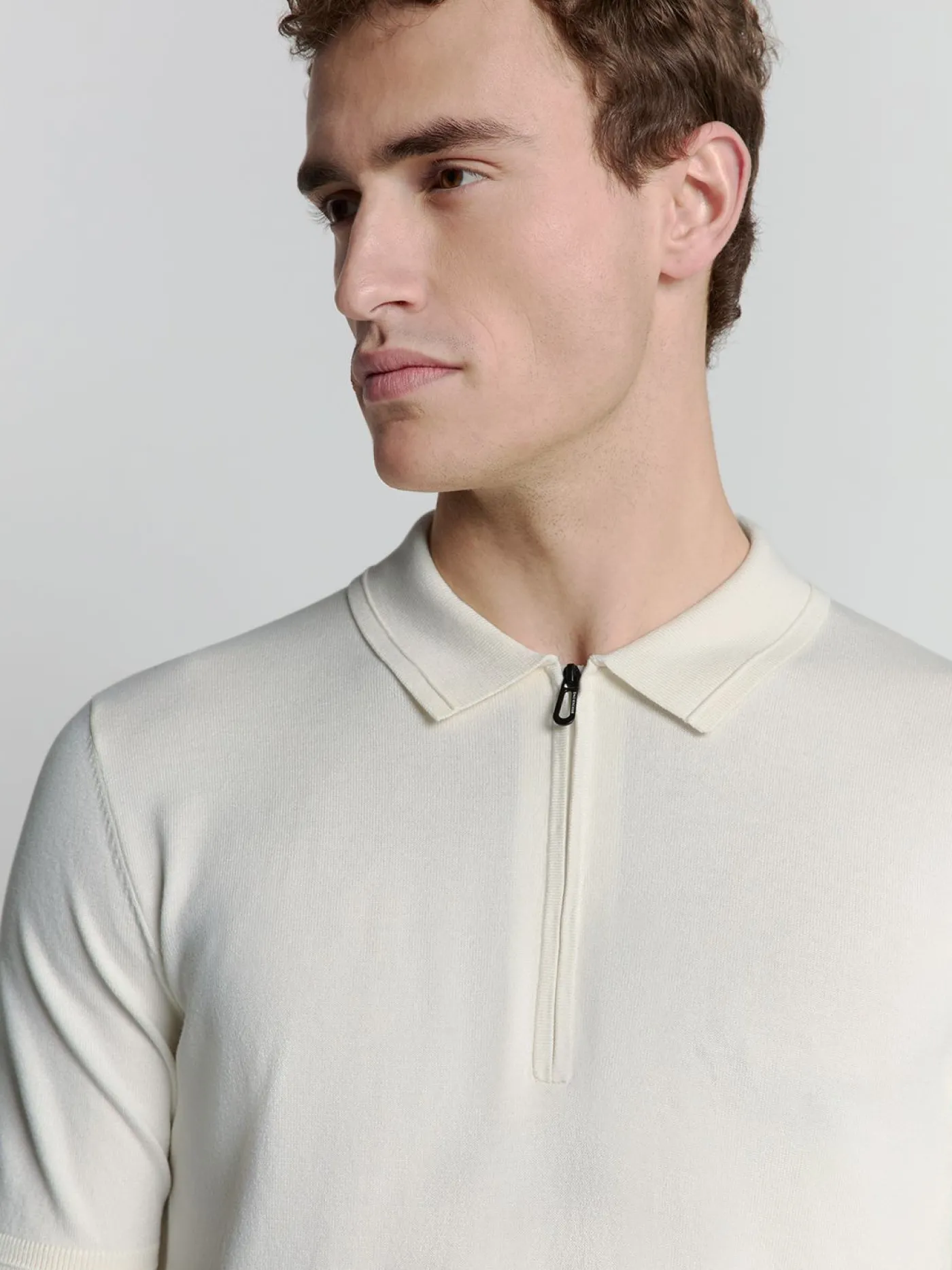 Pullover Short Sleeve Polo Zip Solid