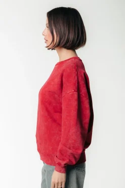 Rebel Braid Acid Wash Dropped Shoulder Sweat