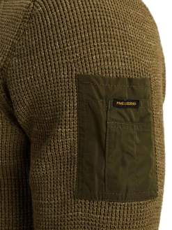 R-neck cotton rib melee knit