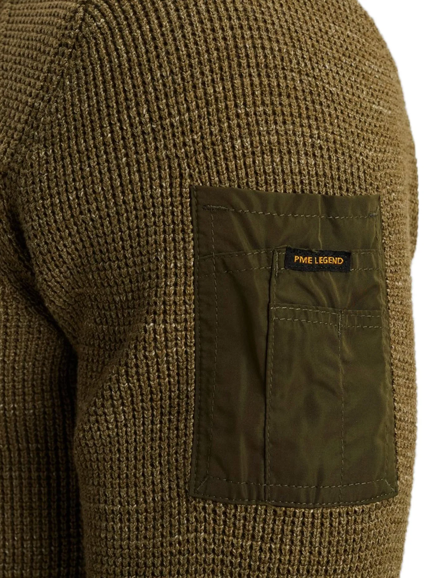 R-neck cotton rib melee knit