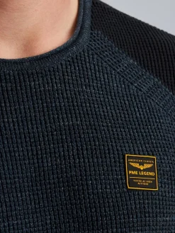 R-neck cotton rib melee knit