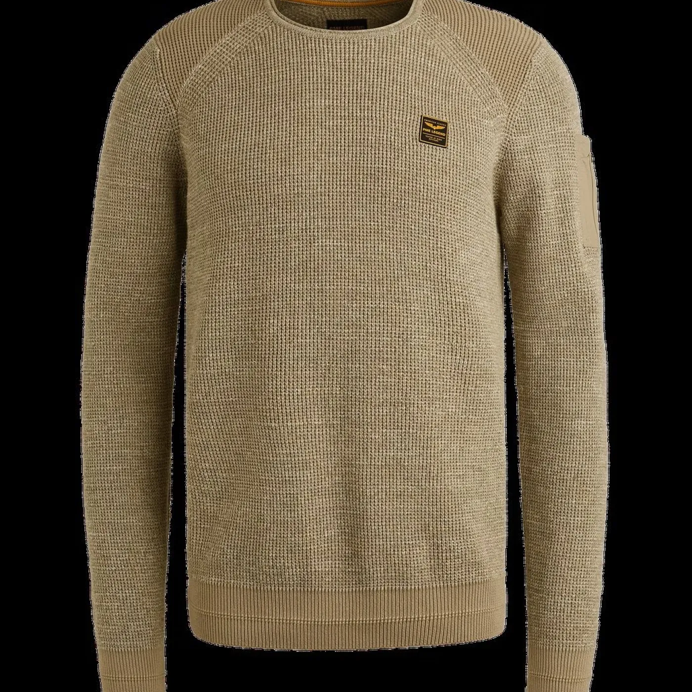 R-neck cotton rib melee knit