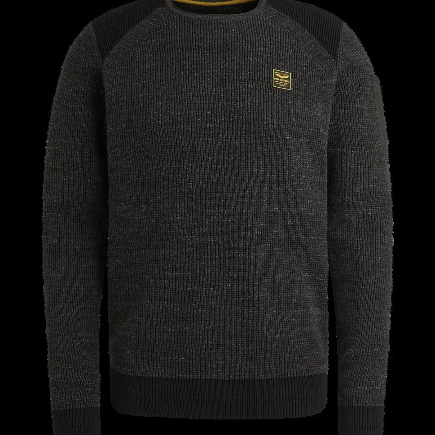 R-neck cotton rib melee knit