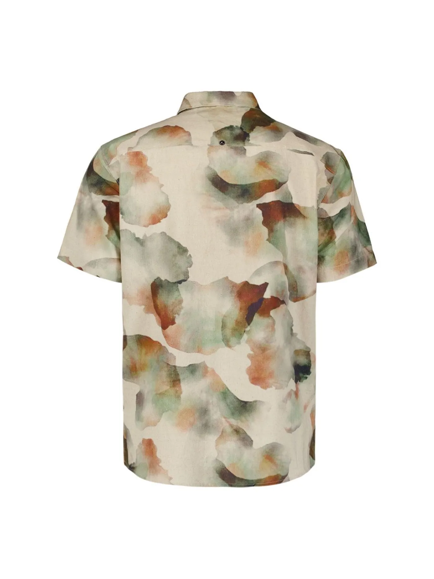 Shirt Short Sleeve Revers Collar Allover PrLinen