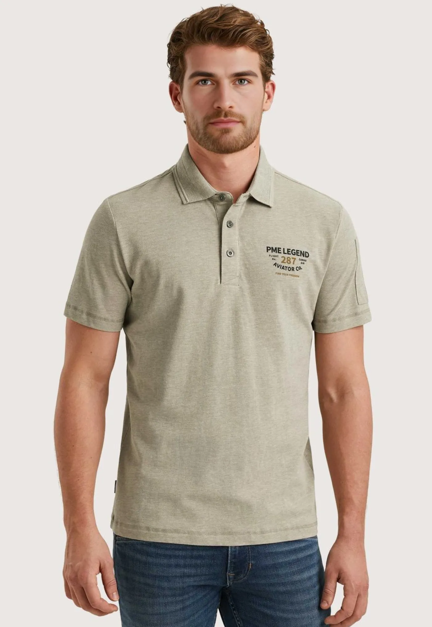 Short sleeve polo pique melange