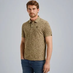 Short sleeve polo slub jersey aop