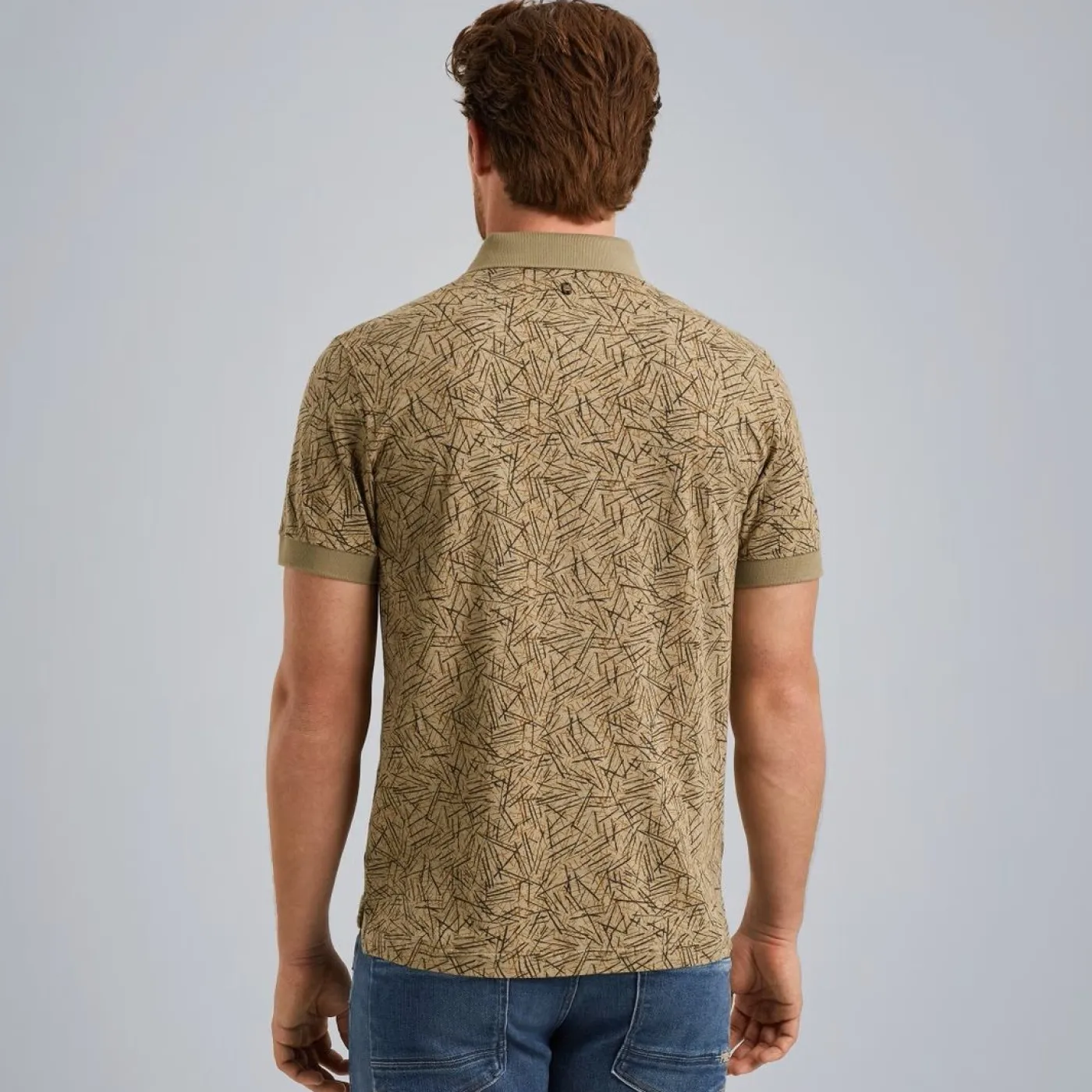 Short sleeve polo slub jersey aop