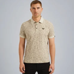 Short sleeve polo slub jersey aop