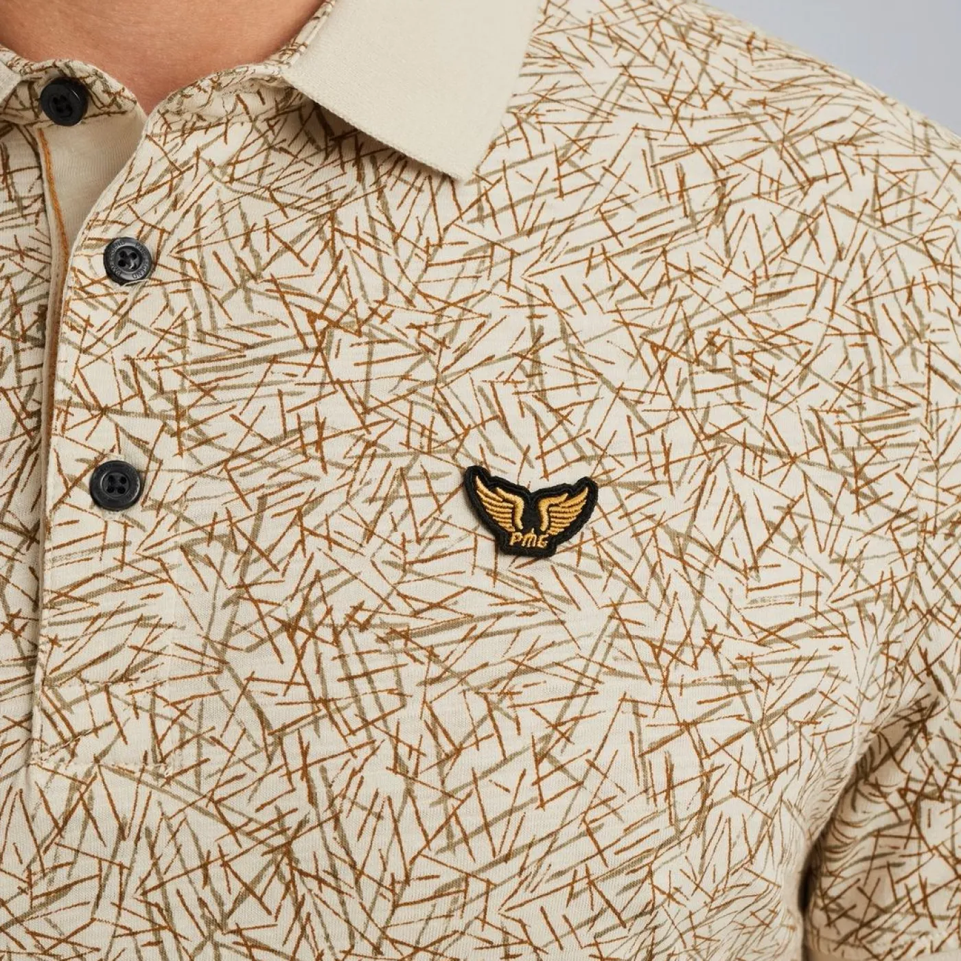 Short sleeve polo slub jersey aop