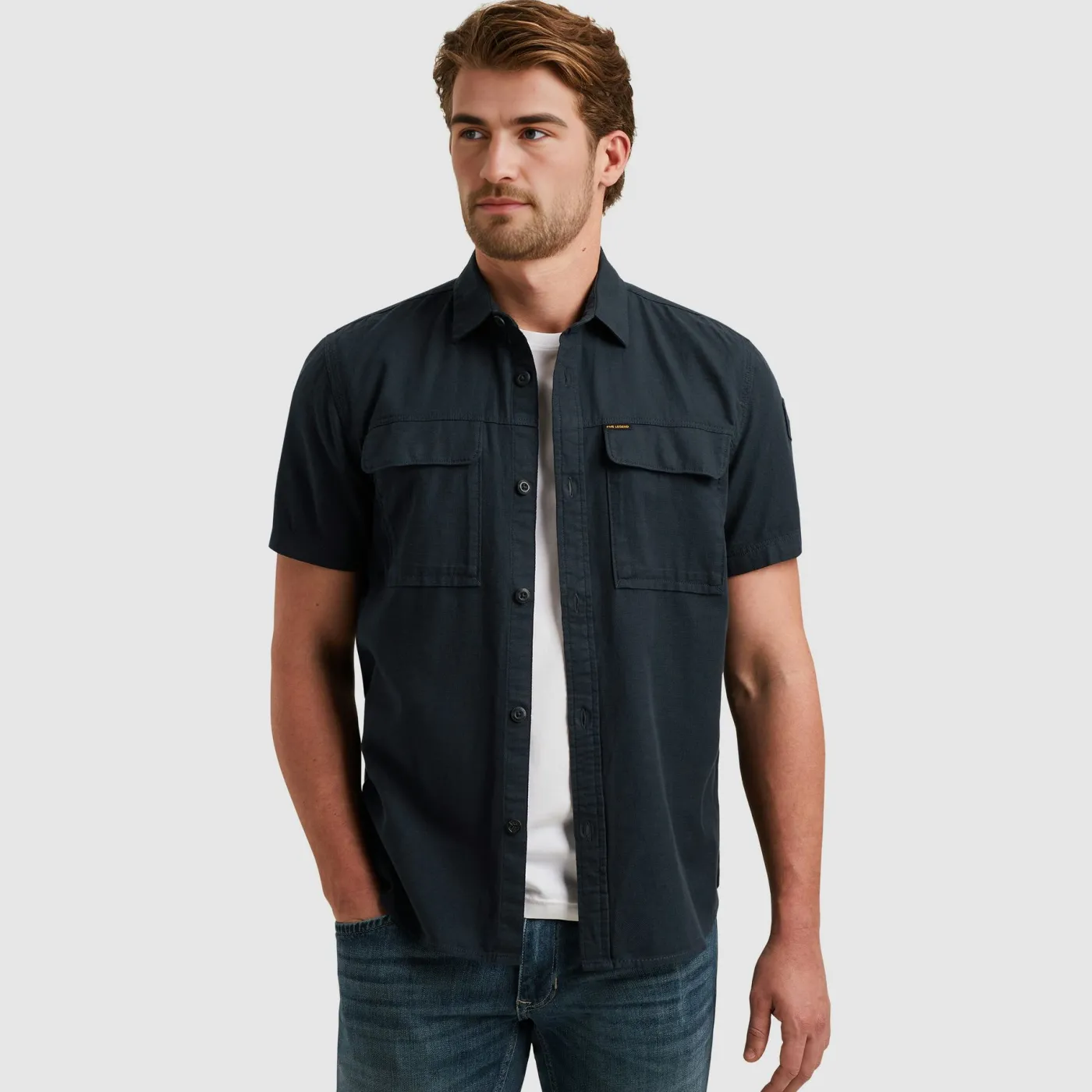 Short Sleeve Shirt Slub Cotton