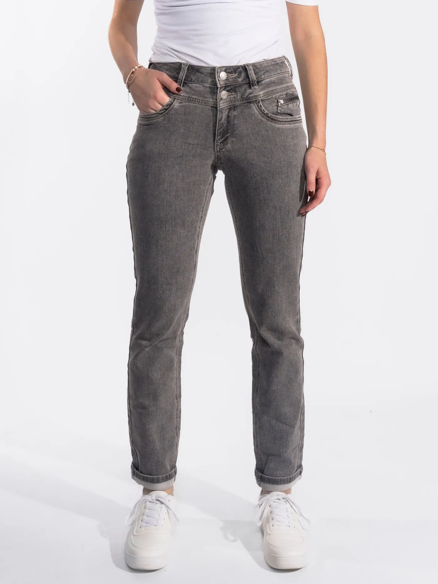 Sienna 1 Zip Grey Denim