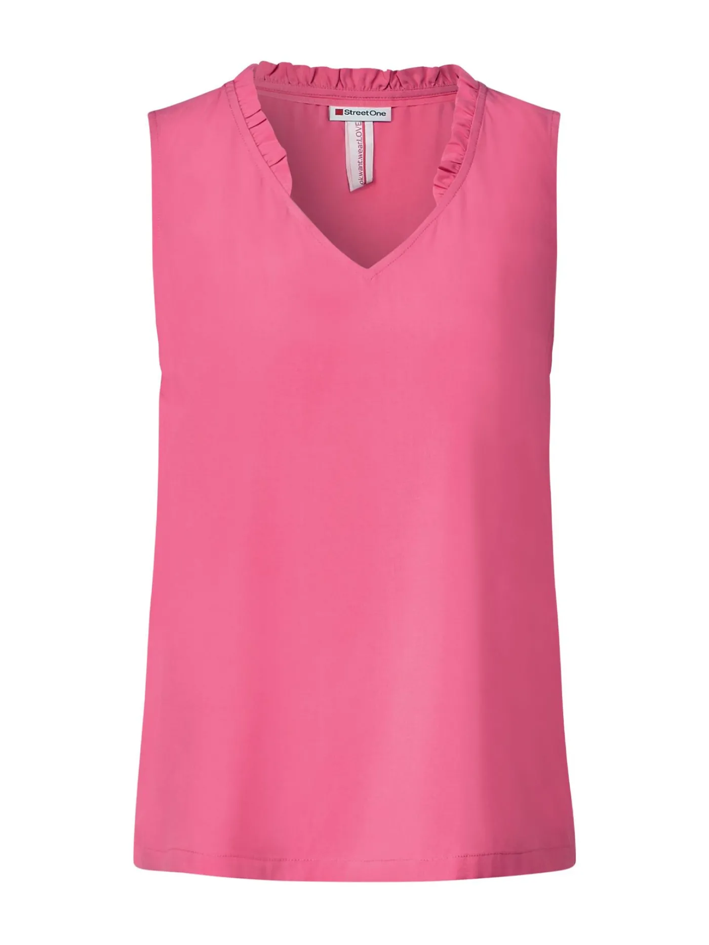 Solid v-neck top w frill