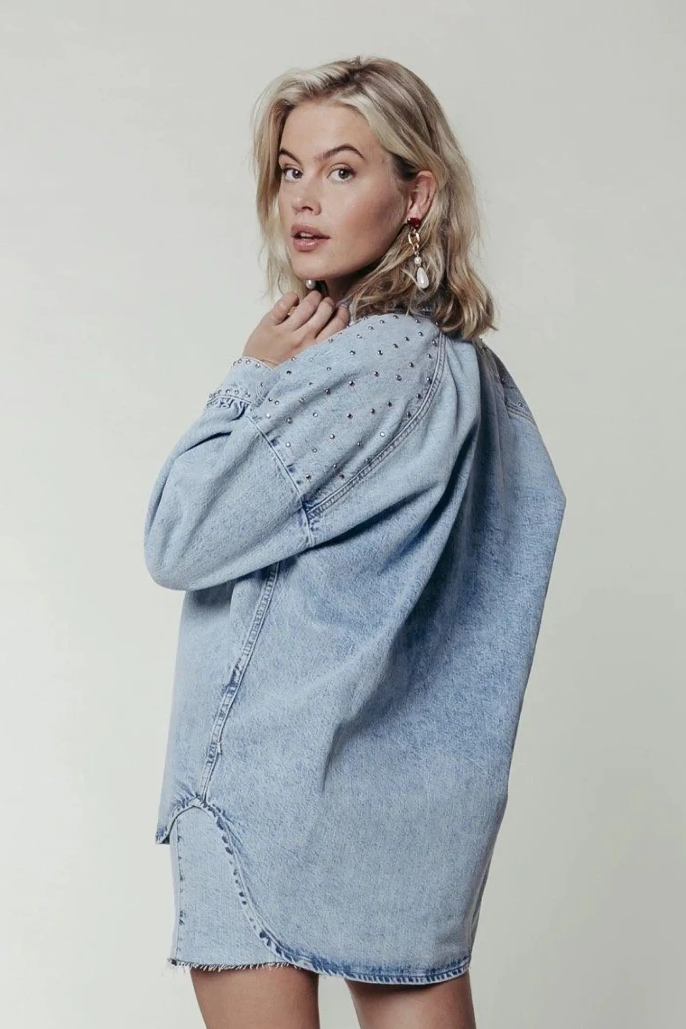 Teddy Rhinestones Denim Blouse