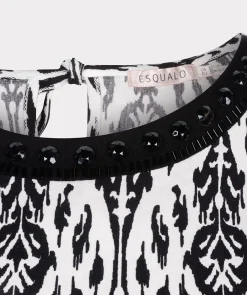 Top slv/lss 2tone Ikat print