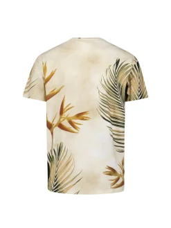 T-Shirt Crewneck Allover Printed Slub Garment Dyed