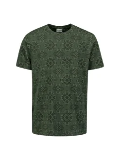 T-Shirt Crewneck Allover Printed Garment Dyed Slub