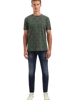 T-Shirt Crewneck Allover Printed Garment Dyed Slub