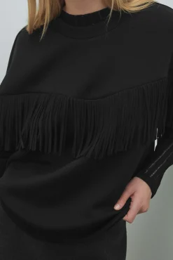 VIREFLECT L/S O-NECK FRINGE SWEATSH