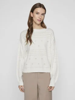 VIRIL L/S O-NECK POINTELLE KNIT TOP