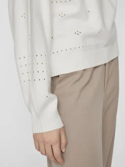 VIRIL L/S O-NECK POINTELLE KNIT TOP